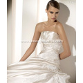 A-line Strapless Cathedral Train Satin Lace Beading Appliques Wedding Dress